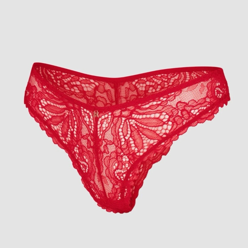 Savage X Fenty Corded Lace Brazilian Panty - 1X Timeless Red